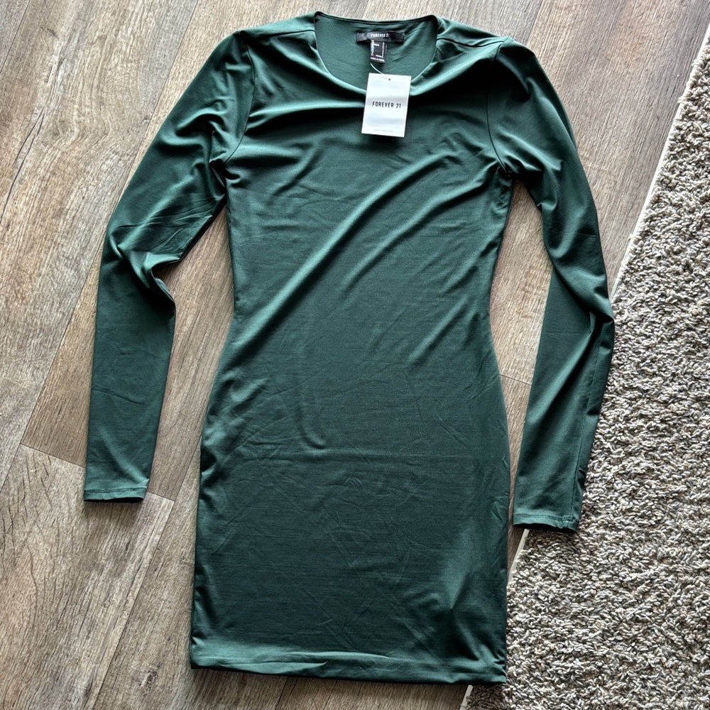 Forever 21 Deep Green Long Sleeve Dress